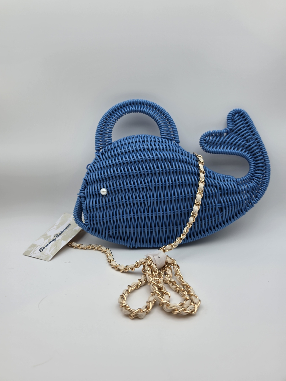 NWT Tommy Bahama Blue Wicker Whale Crossbody Bag Novelty
